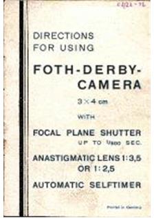 Foth Derby manual. Camera Instructions.